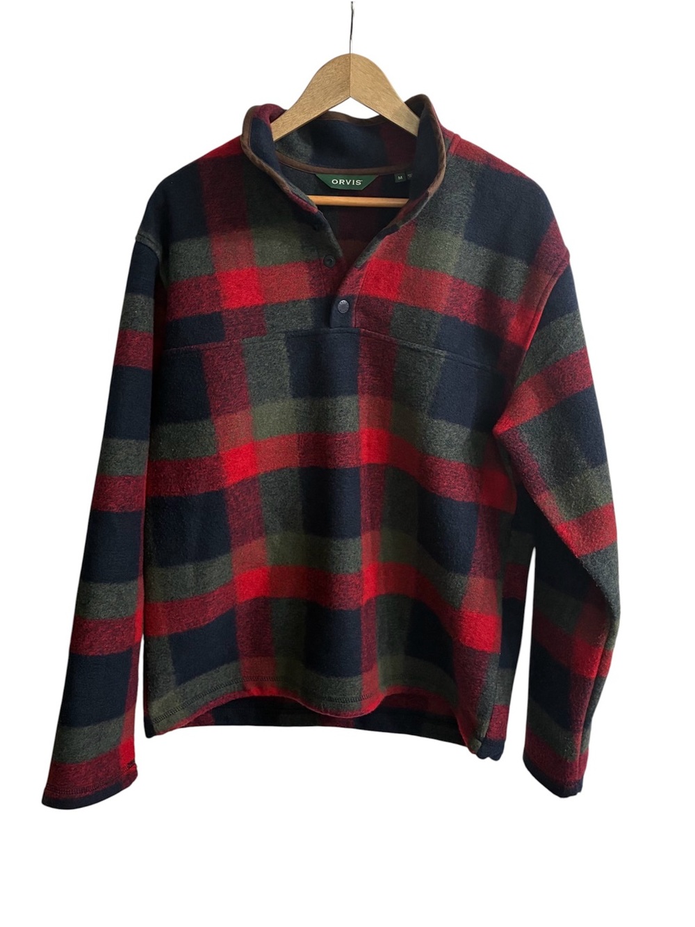 Orvis Mens Medium Shirt Jacket Buffalo Plaid Fleece Log Cabin Western Quarter